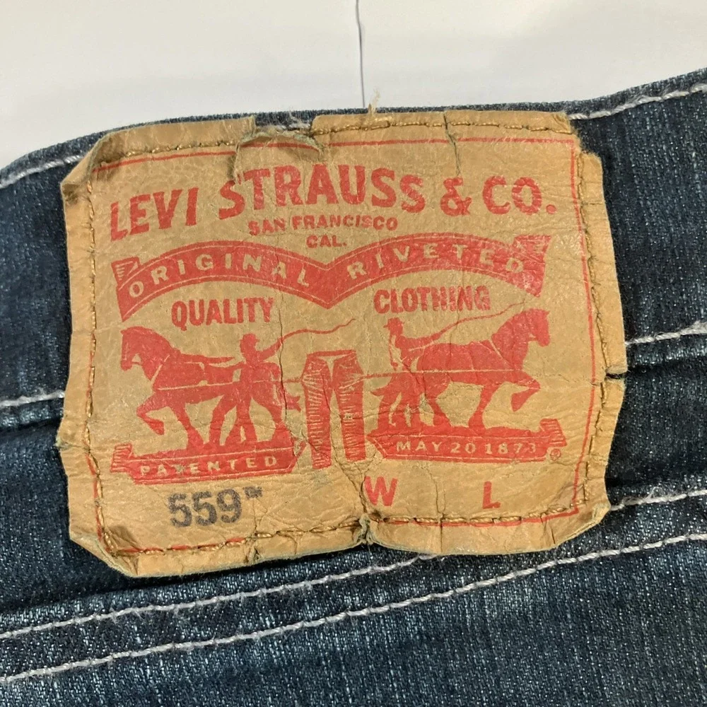 Levi's 559 Jeans Mens 50x30 Relaxed Straight Dark Wash Stretch Denim